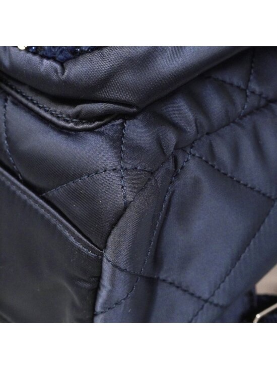 Chanel Backpack Quilted Nylon Tweed Navy Silver main image 4